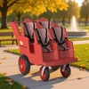 image:imageAngeles Bye Bye Buggy Daycare Stroller 4 Passenger Red  Easy to Fasten 5 Point Safety Harness and Parking Break 360 Pivoting PunctureProof Fat Tires Stroller Toddler4 Passenger Red with Stripes