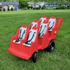 image:imageAngeles Bye Bye Buggy Daycare Stroller 4 Passenger Red  Easy to Fasten 5 Point Safety Harness and Parking Break 360 Pivoting PunctureProof Fat Tires Stroller Toddler6 Passenger Red