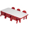 image:imageChildrens Factory BaseLine Toddler Table amp 6 Chairs Set Daycare Seating for Toddlers Toddler Desk amp Chairs Red  Includes Toddler Table and 6 Stackable Baseline Kids Chairs Durable Flexible Seating Classroom Furniture60L x 30W x 12H