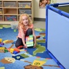 image:imageChildrens Factory Big Screen PlayPanel Kids Room Divider Classroom Privacy Screen Sky Blue  WaterResistant Vinyl Room Divider Panel Replacement Privacy Screen for Daycare or Preschool Cantilever Feet Not IncludedSky Blue