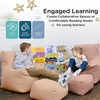 image:imageChildrens Factory Cozy Chair and Ottoman Set Flexible Seating Classroom Furniture Comfy Kids Chairs Deep Water BlueAlmond