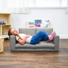 image:imageChildrens Factory Flexible Seating Classroom Set Chair and Sofa Brown  2in1 Adjustible Height Classroom Furniture WaterResistant Vegan Leather Kids Chair and Kids Couch includes 2 LegsGrey