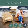 image:imageChildrens Factory Flexible Seating Classroom Set Chair and Sofa Brown  2in1 Adjustible Height Classroom Furniture WaterResistant Vegan Leather Kids Chair and Kids Couch includes 2 LegsBrown