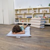 image:imageChildrens Factory Nap Mats 2 inch Thick Toddler Sleeping Mats for Preschools and Daycares Comfortable and Soft 4 Section Folding Nap PadFog Blue and Sand