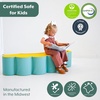 image:imageChildrens Factory Spike the Dino Aqua Foam Kids Stool Toddler Soft Seating Chair for Daycare Preschool and Home Lightweight and Easy to Clean Little Explorers CollectionYellow and Aqua