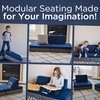 image:imageChildrens Factory The Whatsit Kids Couch or 2 Chairs Gray amp Navy CF349068 Toddler to Teen Bedroom Furniture Girls and Boys Playroom Sofa