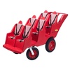 image:imageAngeles Bye Bye Buggy Daycare Stroller 4 Passenger Red  Easy to Fasten 5 Point Safety Harness and Parking Break 360 Pivoting PunctureProof Fat Tires Stroller Toddler6 Passenger Red with Stripes