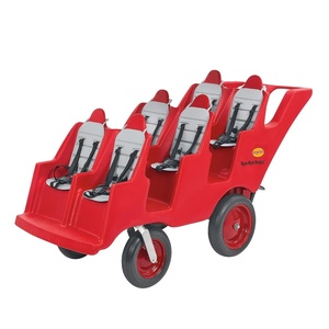 image:imageAngeles Bye Bye Buggy Daycare Stroller 4 Passenger Red  Easy to Fasten 5 Point Safety Harness and Parking Break 360 Pivoting PunctureProof Fat Tires Stroller Toddler6 Passenger Red