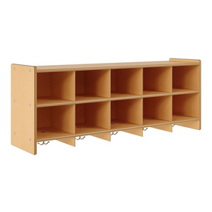 image:imageAngeles Value Line 10 Section Wall Locker 48 L x 19 H Kids Storage Organizer Floating Book Shelves for Wall for Classroom Playroom Nursery Montessori School Natural