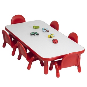 image:imageChildrens Factory BaseLine Toddler Table amp 6 Chairs Set Daycare Seating for Toddlers Toddler Desk amp Chairs Red  Includes Toddler Table and 6 Stackable Baseline Kids Chairs Durable Flexible Seating Classroom Furniture60L x 30W x 12H
