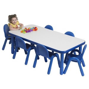 image:imageChildrens Factory Baseline Preschool 60 x 30 Rectangular Table amp Chair Set  Solid Blue  AB74620PB60L x 30W x 20H
