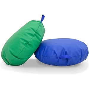 image:imageChildrens Factory Mini Round Poufs Flexible Classroom Seating Durable Floor Cushions with Handles Blue and Green Set of 2Blue and Green