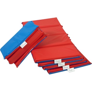 image:imageChildrens Factory Nap Mats 2 inch Thick Toddler Sleeping Mats for Preschools and Daycares Comfortable and Soft 4 Section Folding Nap PadRed and Blue