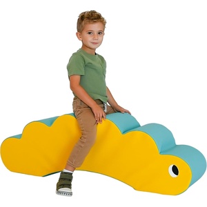 image:imageChildrens Factory Spike the Dino Aqua Foam Kids Stool Toddler Soft Seating Chair for Daycare Preschool and Home Lightweight and Easy to Clean Little Explorers CollectionYellow and Aqua