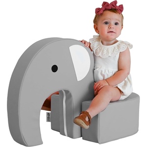 image:imageChildrens Factory Spike the Dino Aqua Foam Kids Stool Toddler Soft Seating Chair for Daycare Preschool and Home Lightweight and Easy to Clean Little Explorers CollectionGrey