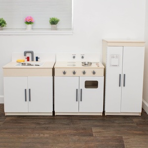 image:imageChildrens Factory Wooden 3Piece Kitchen Set  Kids amp Toddlers Pretend Fridge  Realistic Design amp Feature  PreSchool Furniture for Classroom or Playroom  Assembly Required3Piece Kitchen Set