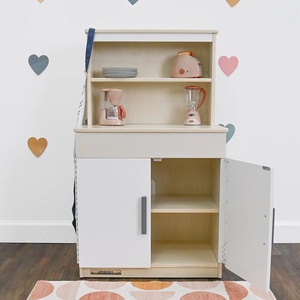 image:imageChildrens Factory Wooden 3Piece Kitchen Set  Kids amp Toddlers Pretend Fridge  Realistic Design amp Feature  PreSchool Furniture for Classroom or Playroom  Assembly RequiredHutch