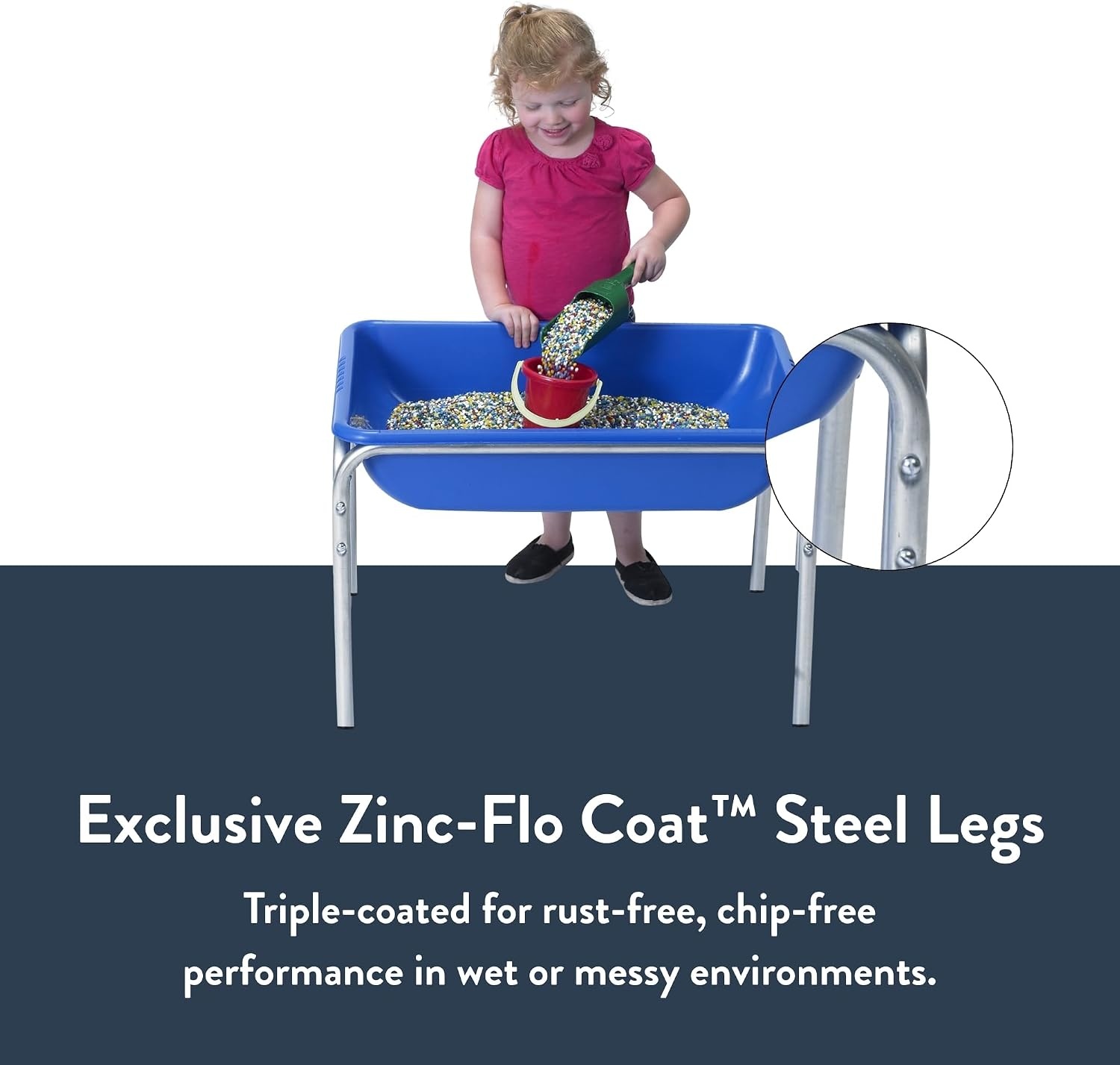 image:imageChildrens Factory 18 Small Sensory Table Sandbox with Lid Water Table for Kids Blue  Sandbox for Indoor or Outdoor Use RustResistant Sensory Bin for Classrooms Preschools and Daycares