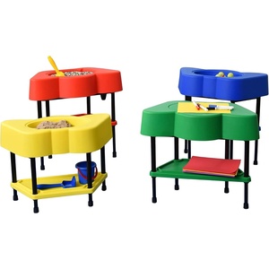 image:imageChildrens Factory  AFB5100PY Toddler Sensory Table with Lid Adjustable Height Sand amp Water IndoorOutdoor Play Equipment for Kids PlayroomHomeschoolClassroom YellowMulti Color