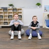 image:imageChildrens Factory Mini Round Poufs Flexible Classroom Seating Durable Floor Cushions with Handles Glacier Gray and Clay Set of 2Gray and Navy