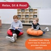 image:imageChildrens Factory Mini Round Poufs Flexible Classroom Seating Durable Floor Cushions with Handles Glacier Gray and Clay Set of 2Red and Orange