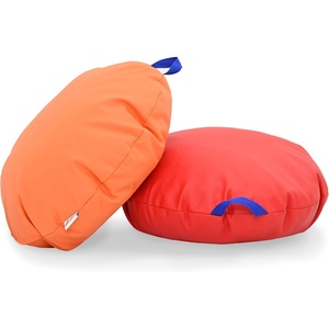 image:imageChildrens Factory Mini Round Poufs Flexible Classroom Seating Durable Floor Cushions with Handles Glacier Gray and Clay Set of 2Red and Orange